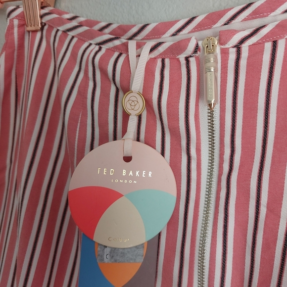 New with tag● TED BAKER ●Pink skirt Size 2 - Fine stripes - Zipper - Ruffled hem - Picture 14 of 16